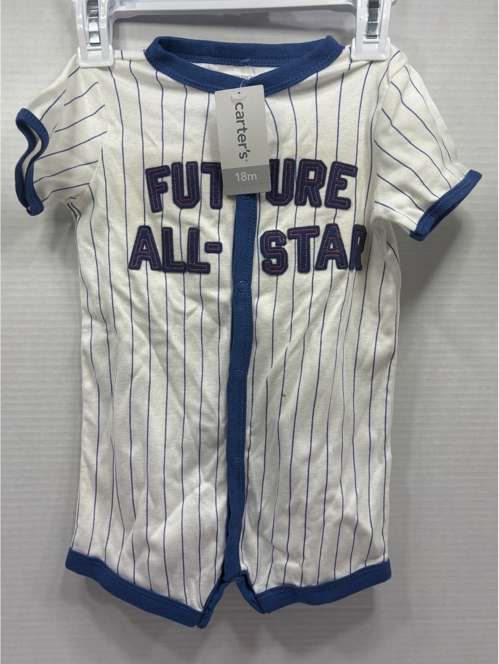 Carter's Future All-Star striped romper 18 months